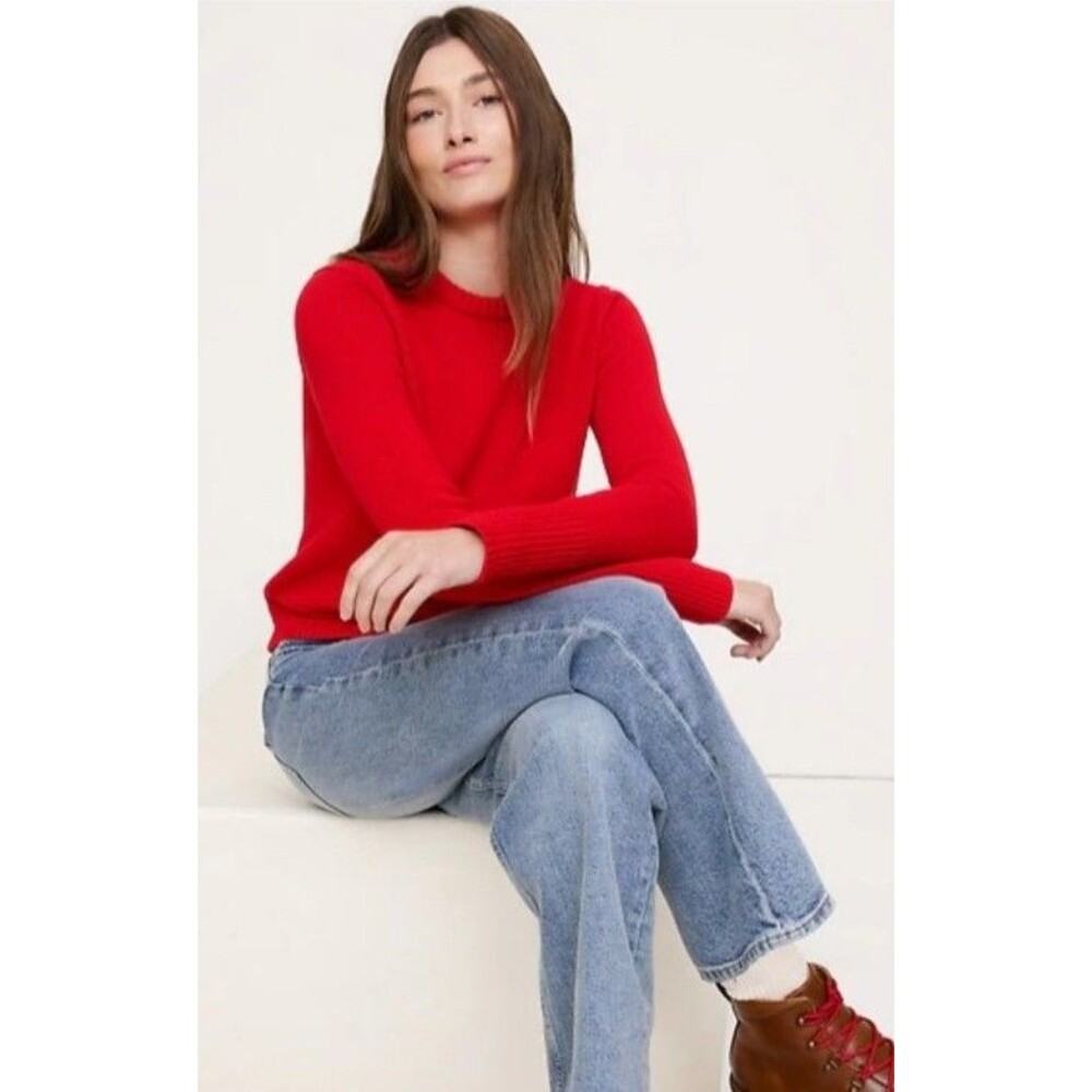 Banana Republic Red Cotton Silk Crewneck Sweater XS Women’s Classic Rib Knit
